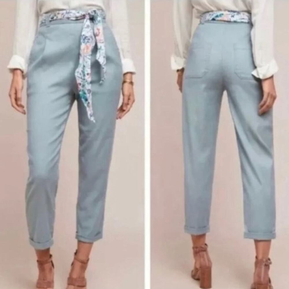 Anthropologie ett:twa Nia Linen Blend Belted Pants, Size 00